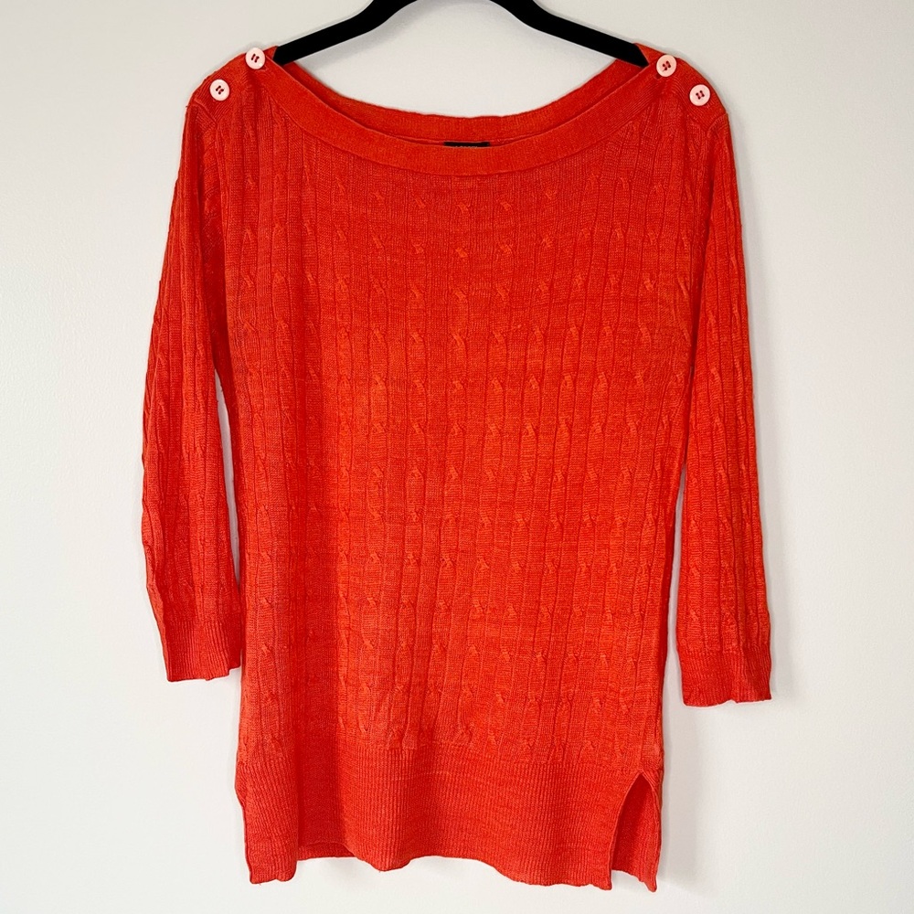 J.Crew 100% Linen Cable Knit Boatneck Sweater